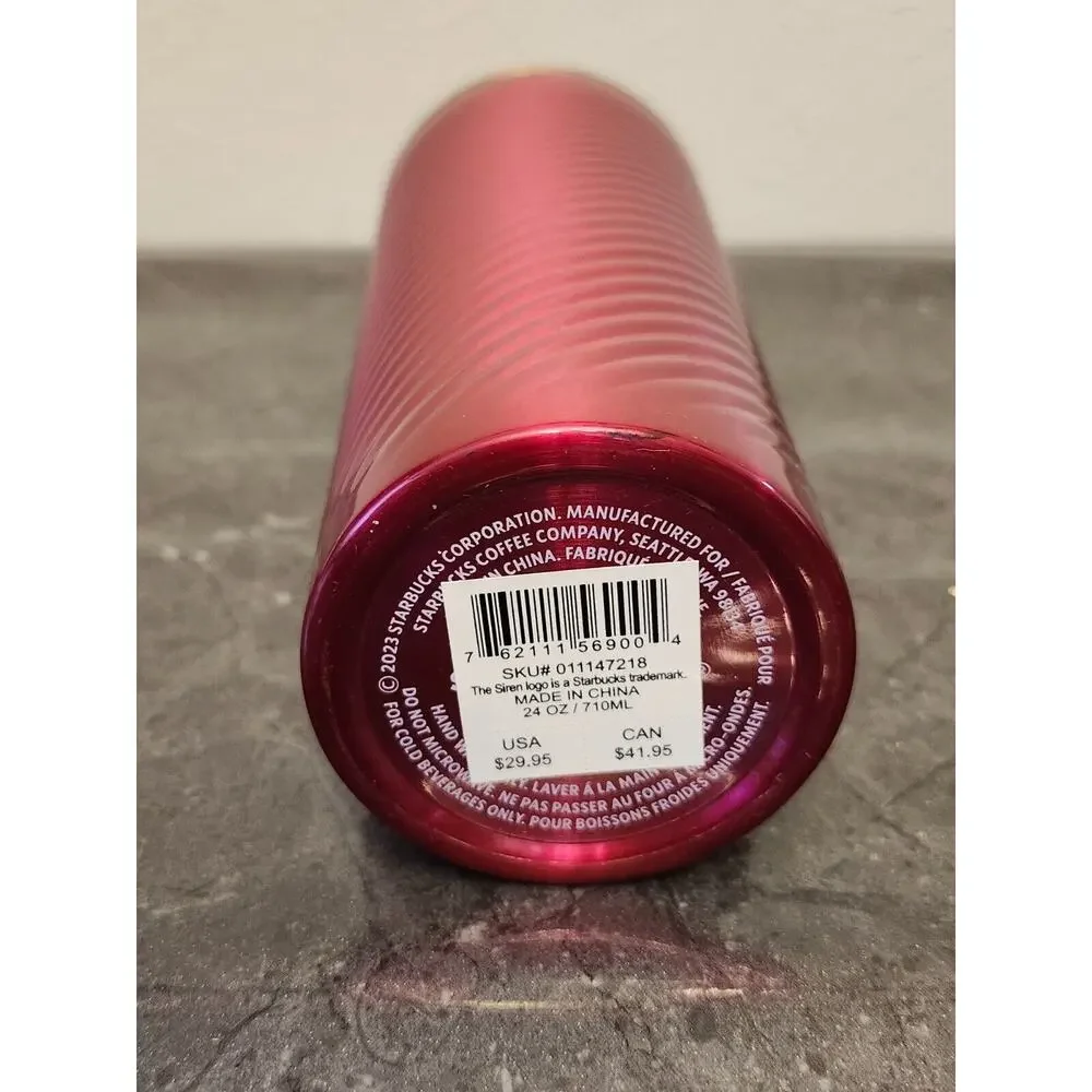 Starbucks‎ Christmas Red Holiday Tumbler 2020 Stainless Steel 24oz Red Cold Cup